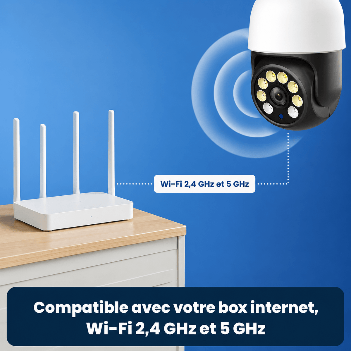 Caméra ampoule WiFi E27 SilverProtect, compatibilité WiFi
