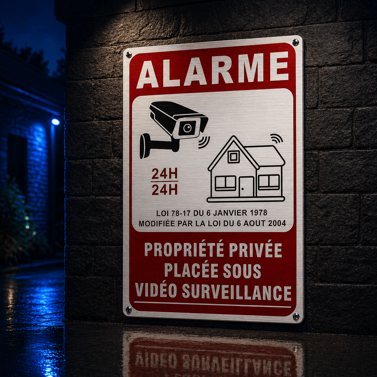 Plaque dissuasive alarme SilverProtect taille L 40x30cm