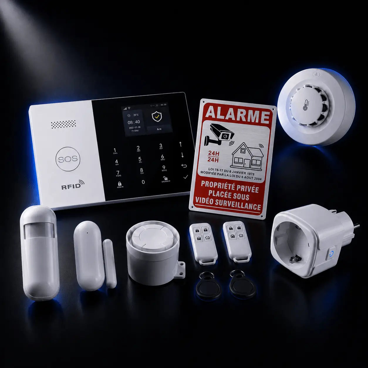 Pack SENTINELLE™ Complet SilverProtect, alarme 4G WiFi, détecteur fumée, prise connectée et plaque dissuasive