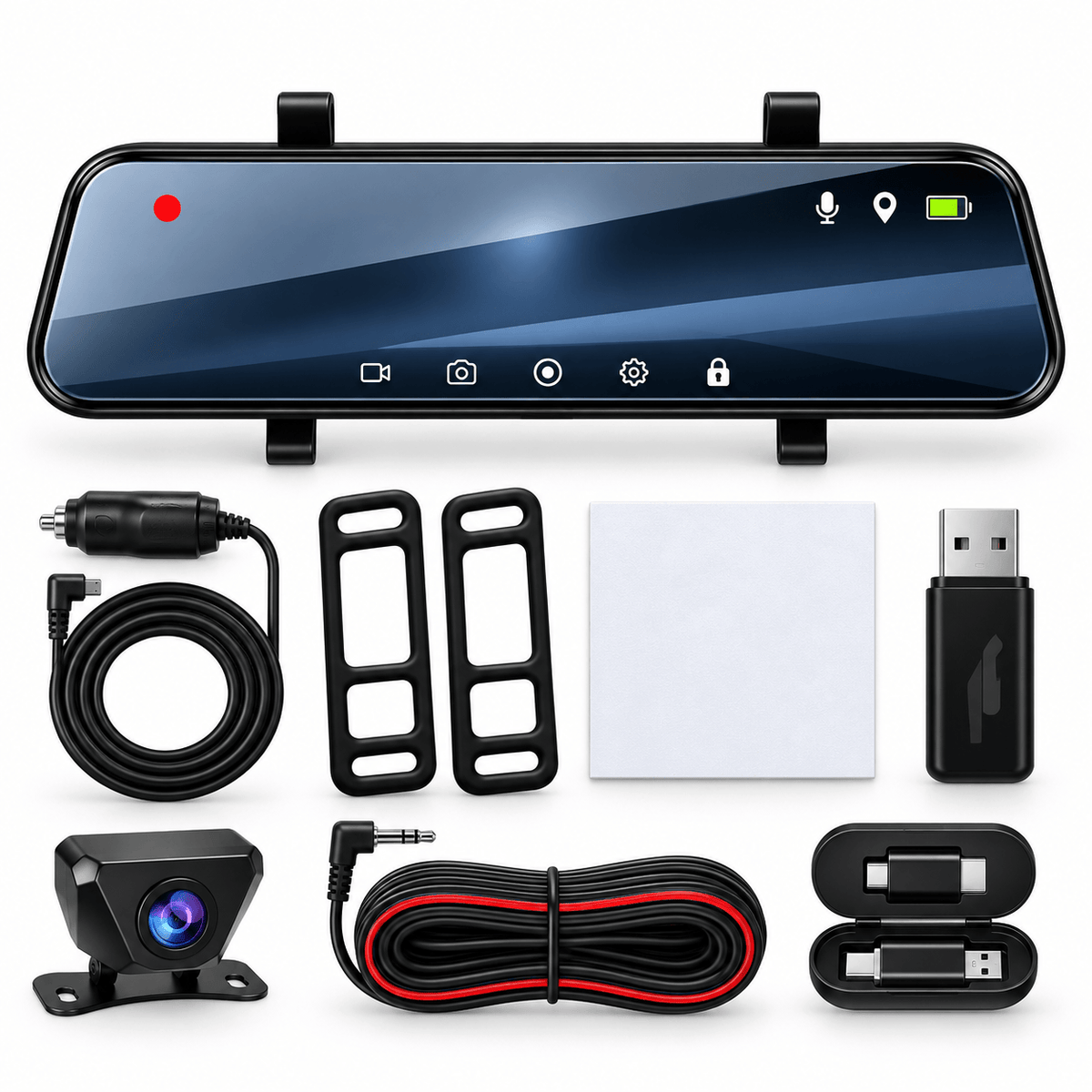 Miroir Caméra Voiture Écran 2.5K GPS