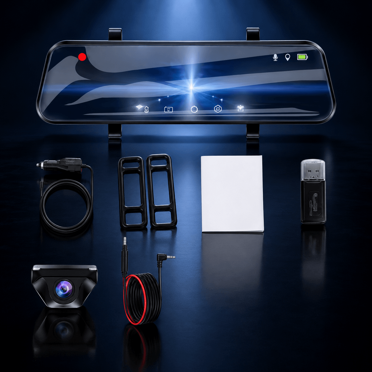 Miroir Caméra pour Voiture — Écran Tactile 2.5K GPS WiFi