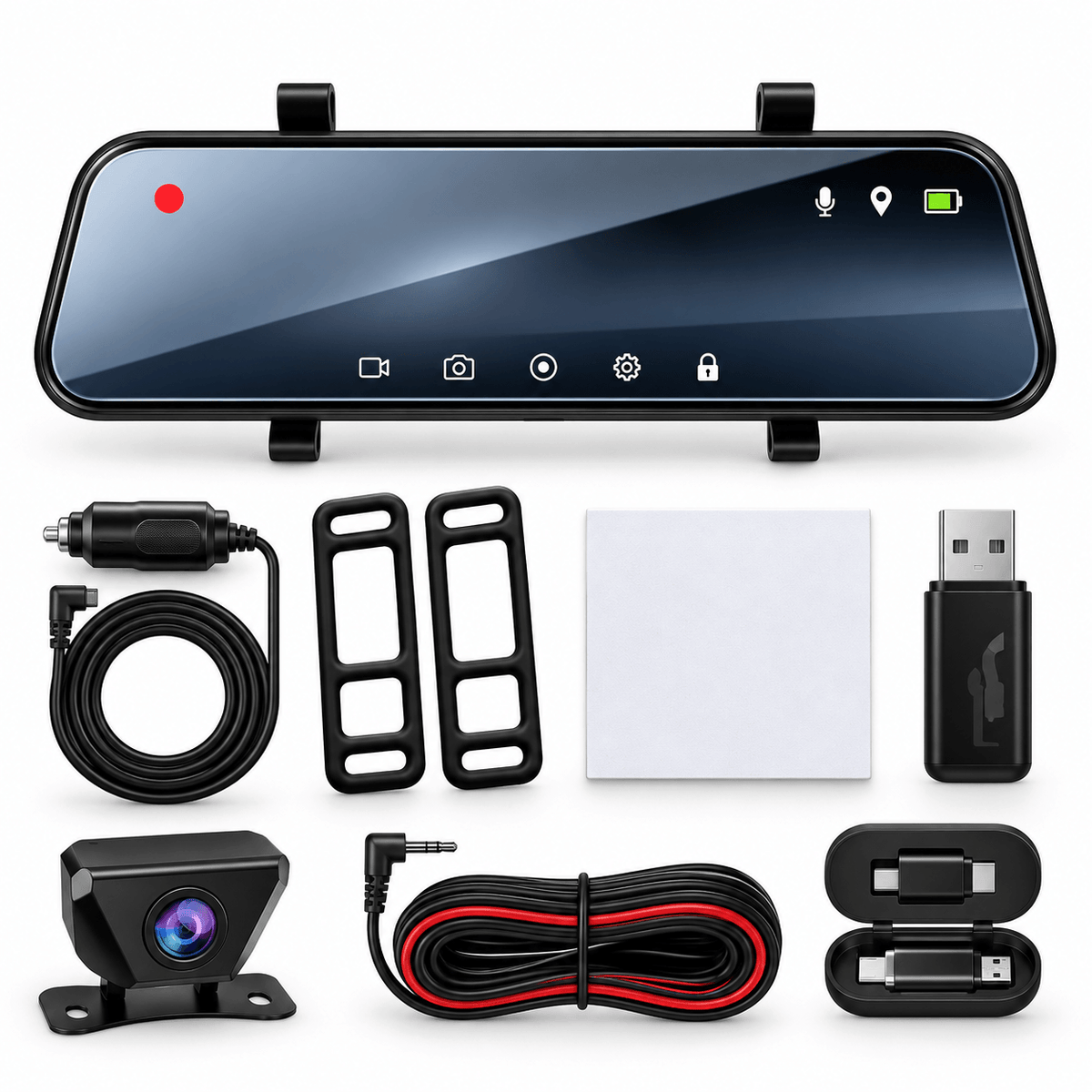 Miroir Caméra Voiture Écran 2.5K GPS