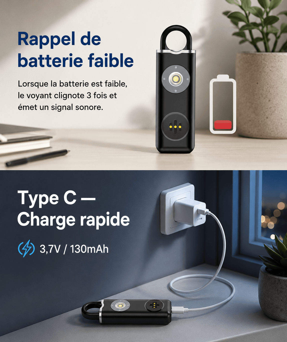 Alarme personnelle HALO CORE™ SilverProtect, charge USB-C