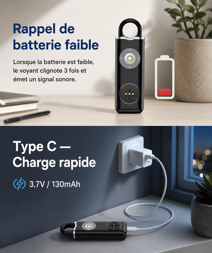 Alarme personnelle HALO CORE™ SilverProtect, charge USB-C