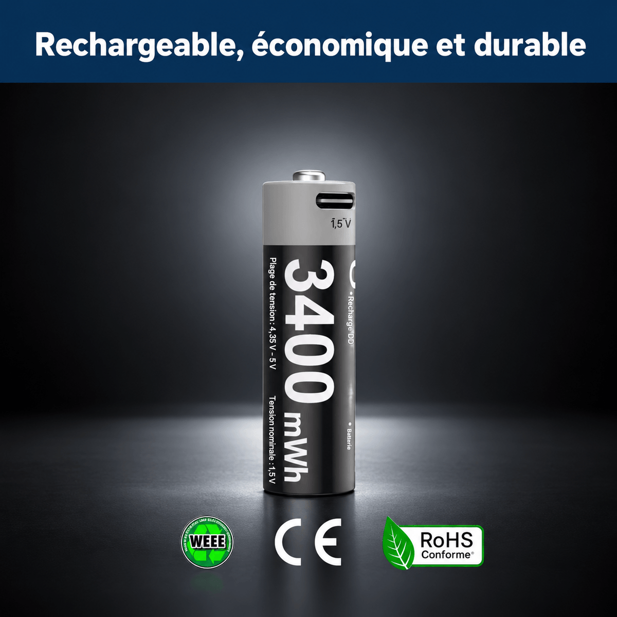 Piles rechargeables USB-C AA SilverProtect