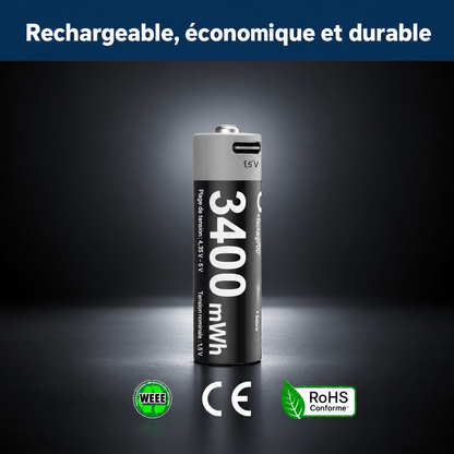 Piles rechargeables USB-C AA SilverProtect