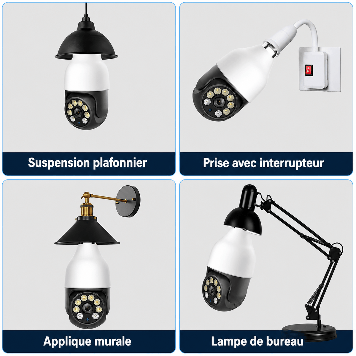 Caméra ampoule WiFi E27 SilverProtect, accessoires de fixation