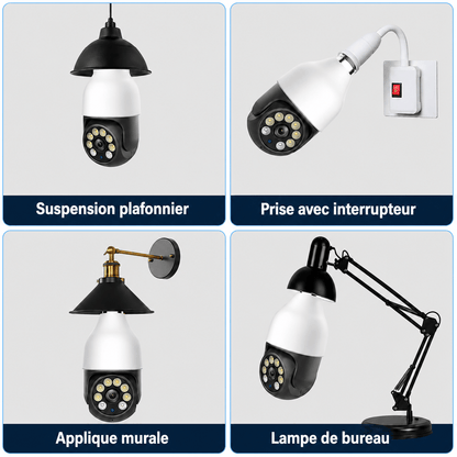 Caméra ampoule WiFi E27 SilverProtect, accessoires de fixation