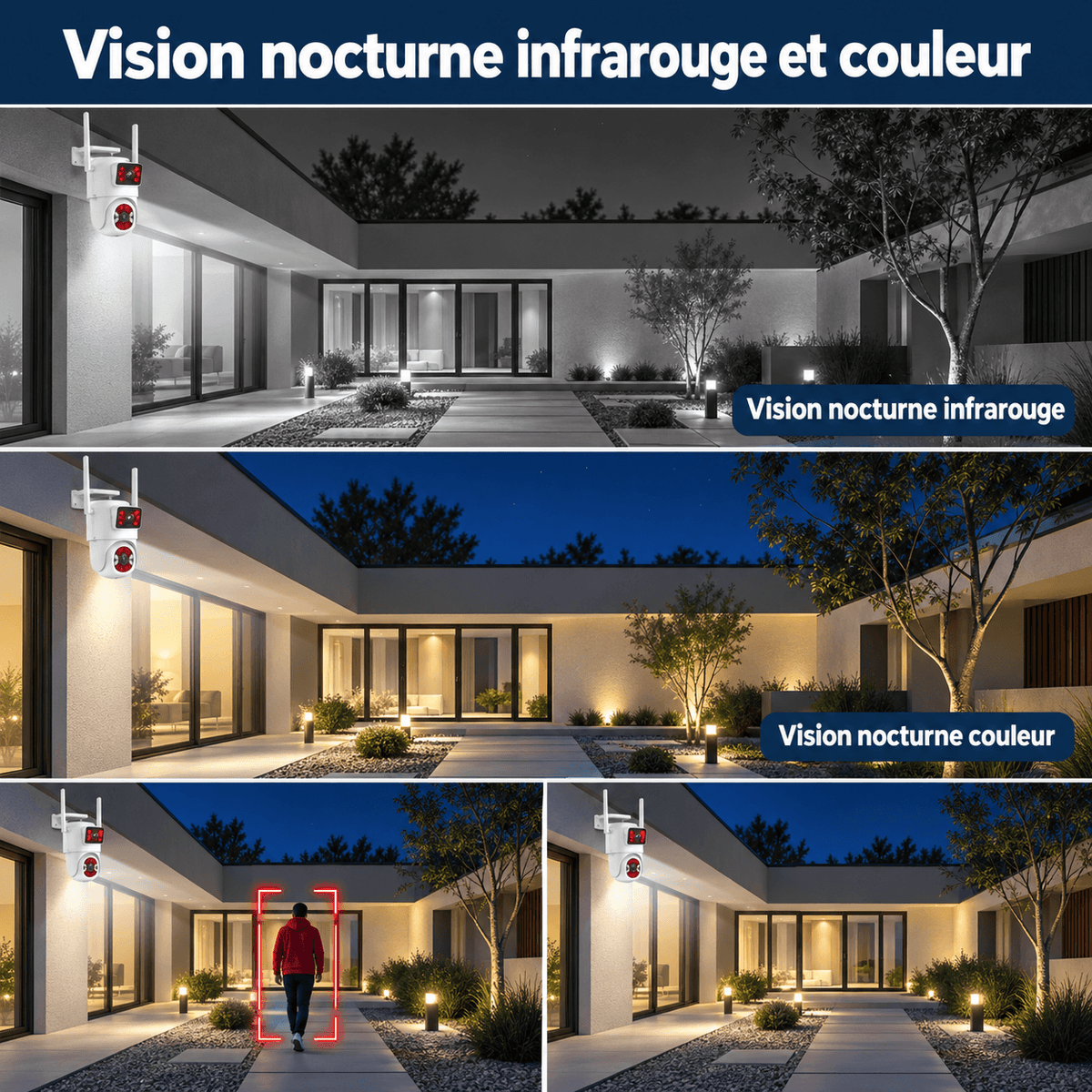Caméra PTZ double objectif 4K SilverProtect, vision nocturne