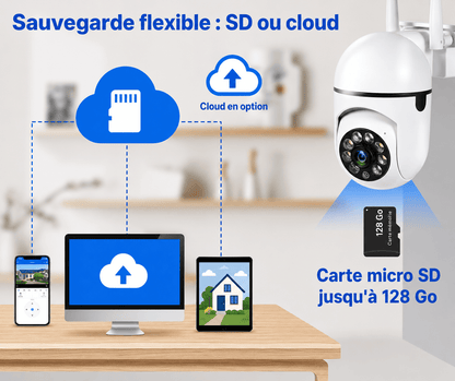 Caméra extérieure PTZ WiFi SilverProtect, sauvegarde carte SD et cloud