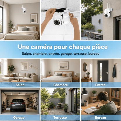 Caméra extérieure PTZ WiFi SilverProtect, usage dans plusieurs pièces