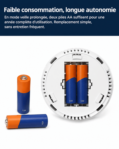 Détecteur de monoxyde de carbone WiFi SilverProtect, autonomie des piles