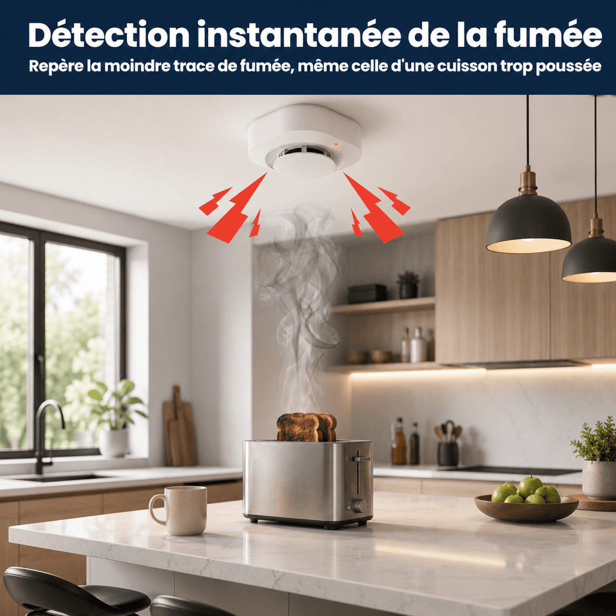Détecteur de fumée SilverProtect, détection instantanée