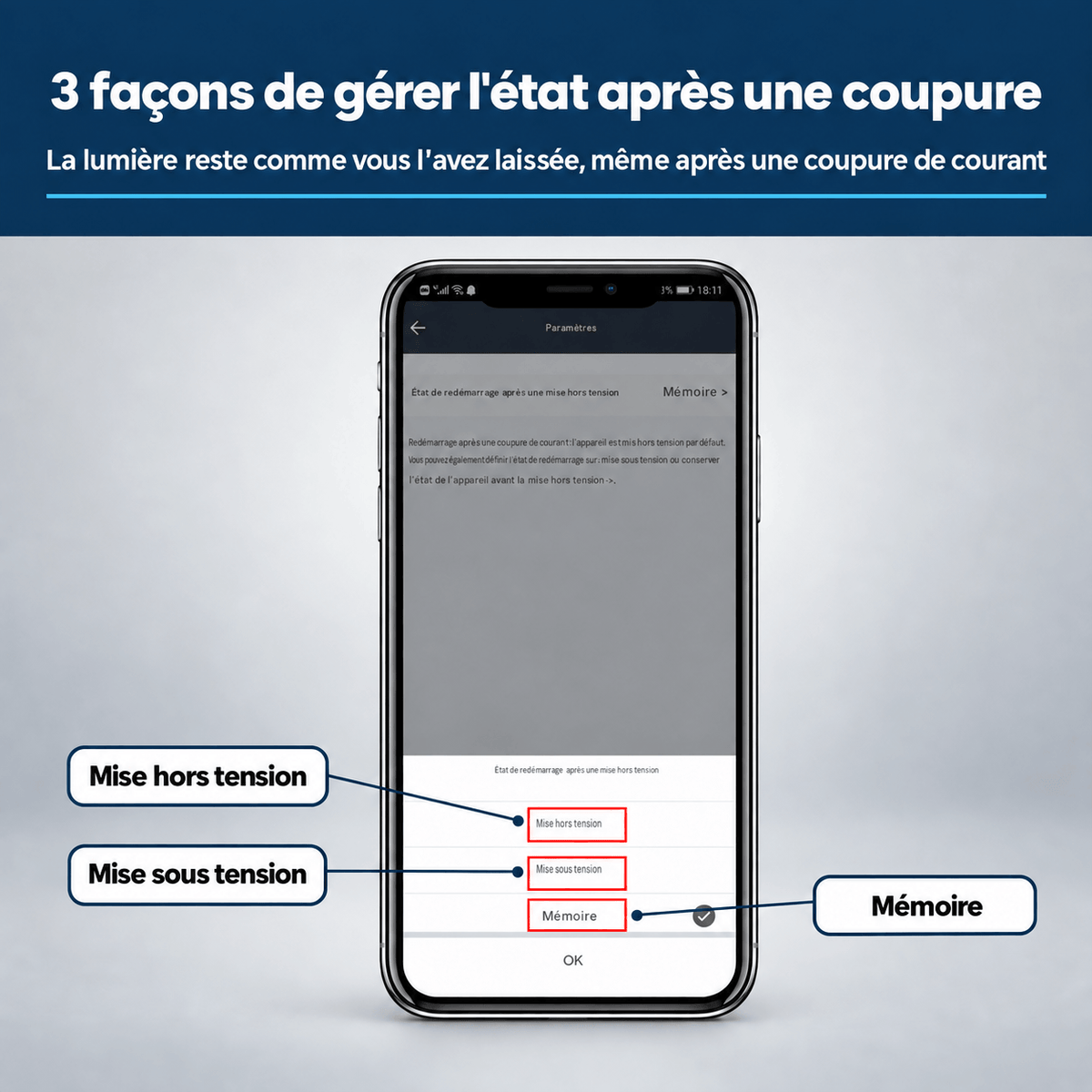 Prise connectée WiFi SilverProtect, état marche/arrêt