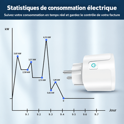 Prise connectée WiFi SilverProtect, statistiques de consommation d'énergie