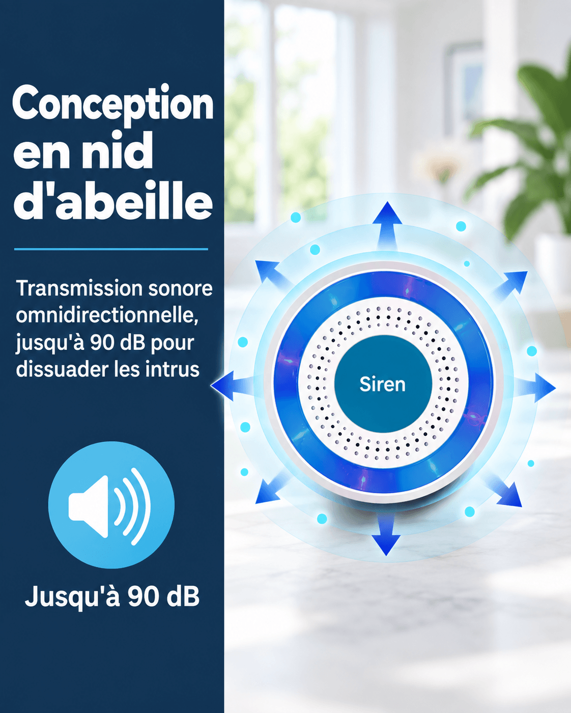 Sirène intérieure SilverProtect, conception 90 dB