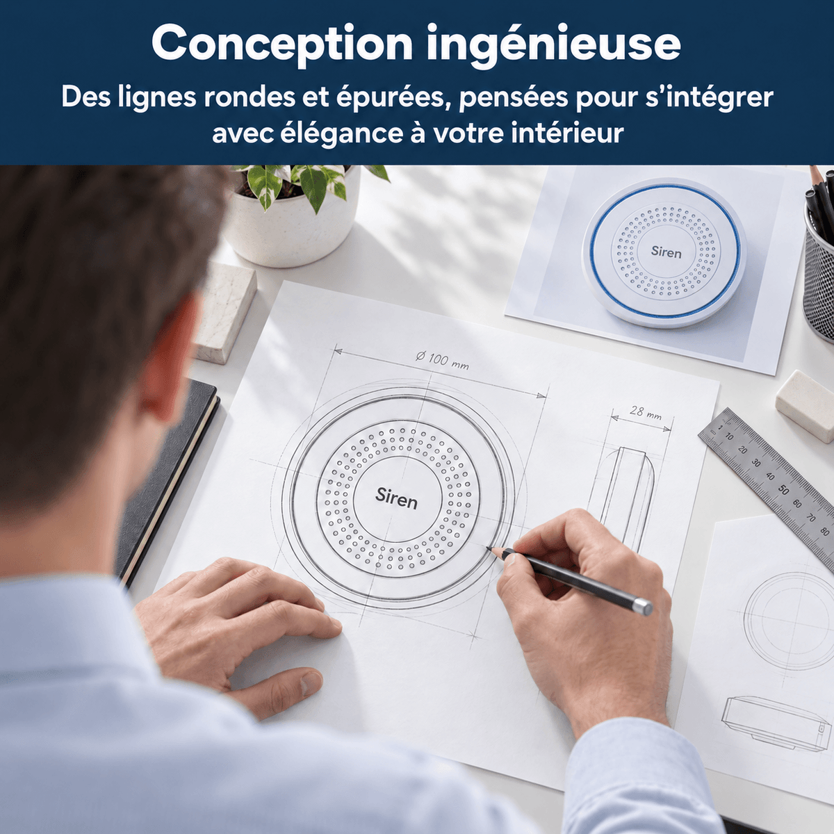 Sirène intérieure SilverProtect, dimensions