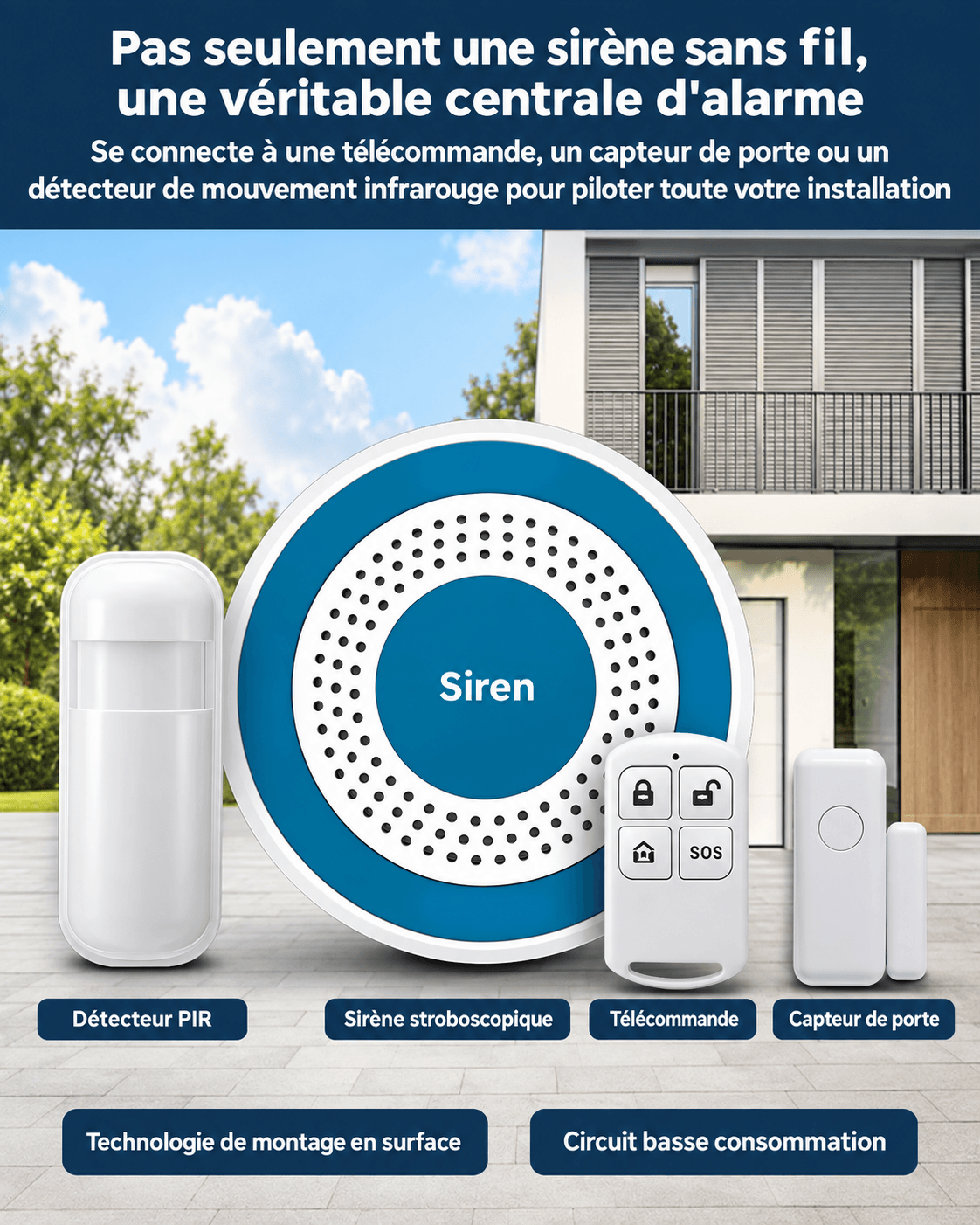 Sirène intérieure SilverProtect, kit complet