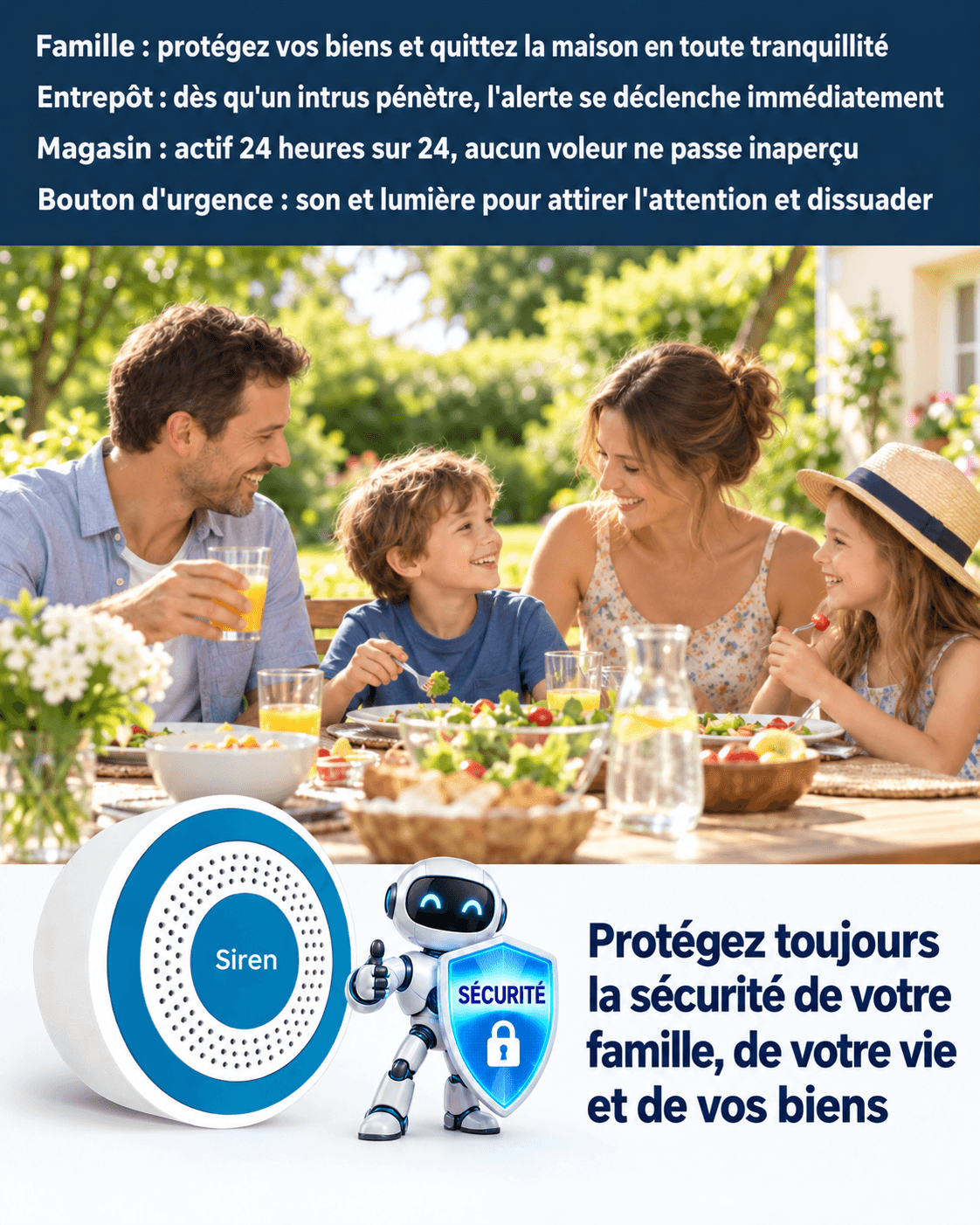 Sirène intérieure SilverProtect, protection de la famille