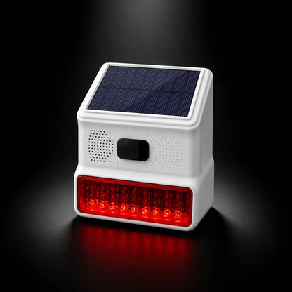 Sirène Solaire Extérieure Sans Fil 433MHz — Flash Stroboscopique | Zéro Câble | Anti-Intrusion