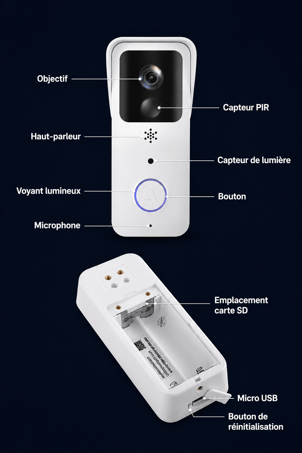 Sonnette Vidéo WiFi 1080P — Interphone Sans Fil
