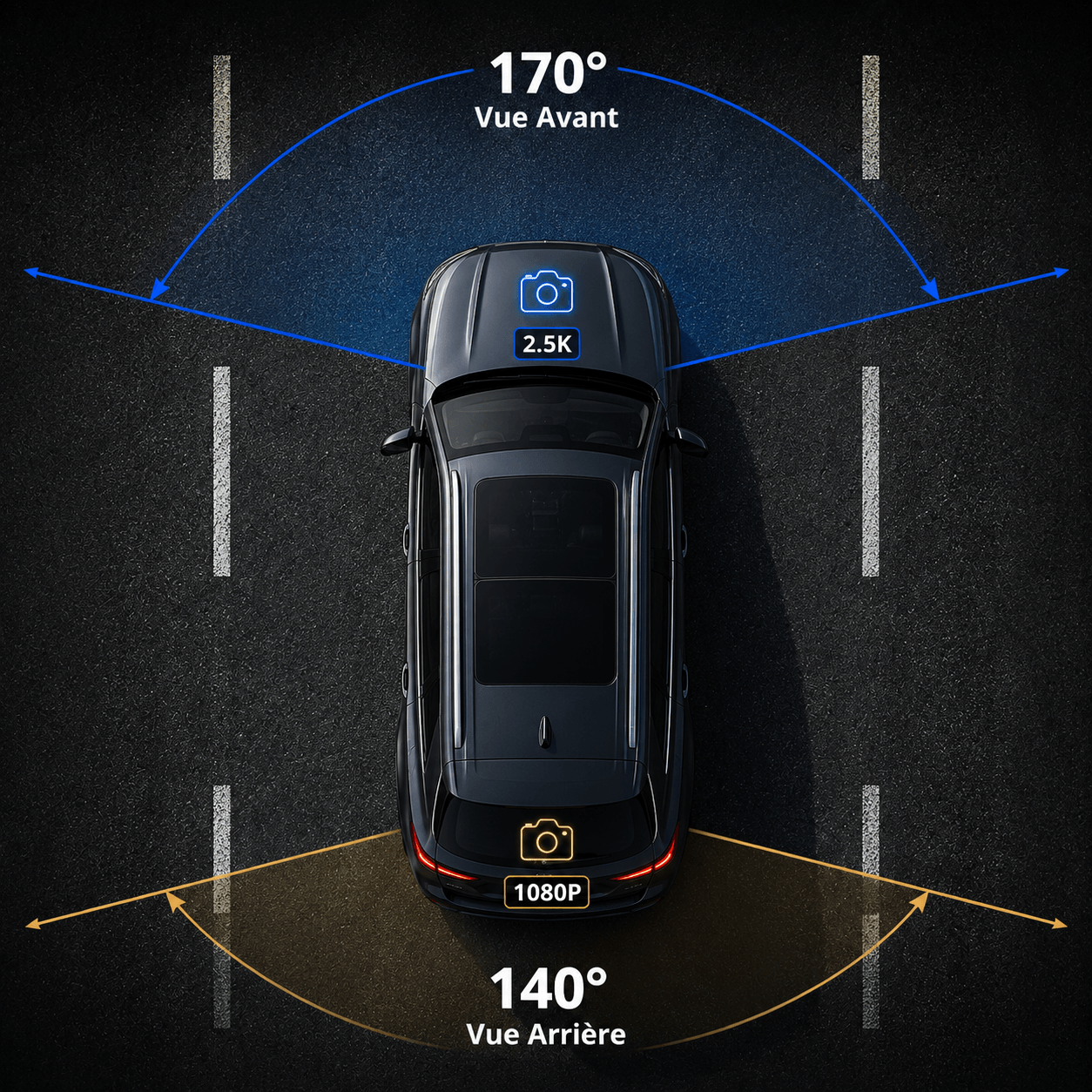 Miroir Caméra pour Voiture — Écran Tactile 2.5K GPS WiFi