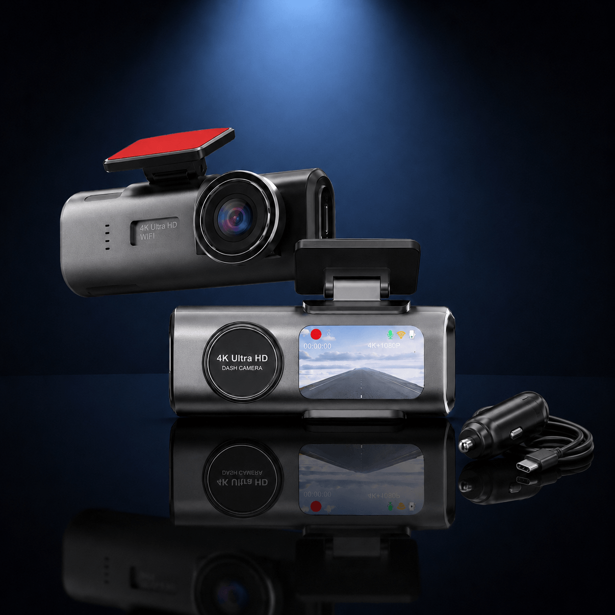 Caméra Embarquée 4K UHD — WiFi GPS Voiture