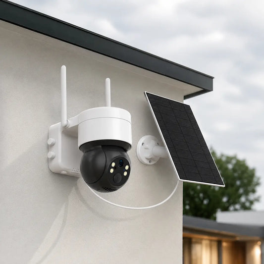 Installation caméra PTZ solaire extérieure maison SilverProtect