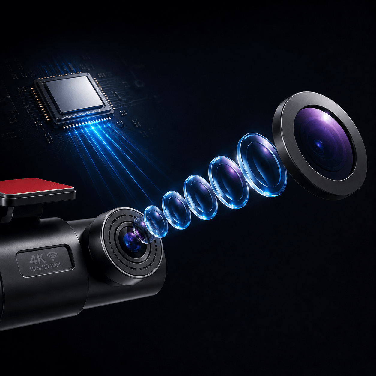 Caméra Embarquée 4K UHD — WiFi GPS Voiture