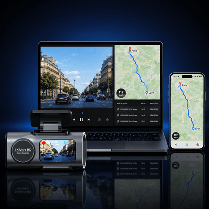 Caméra Embarquée 4K UHD — WiFi GPS Voiture