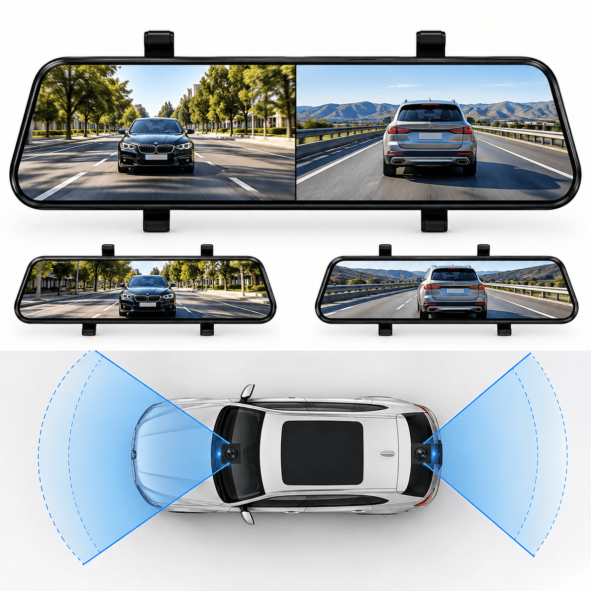 Miroir Caméra Voiture Écran 2.5K GPS