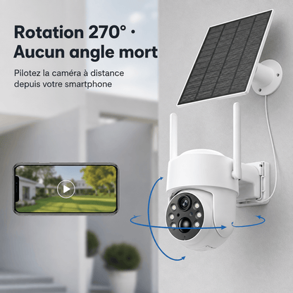 Rotation motorisée 270° de la caméra SENTINELLE™ Cam Solaire pour couvrir toute la zone extérieure