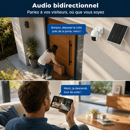 Audio bidirectionnel de la caméra SENTINELLE™ Cam Solaire, microphone et haut-parleur intégrés