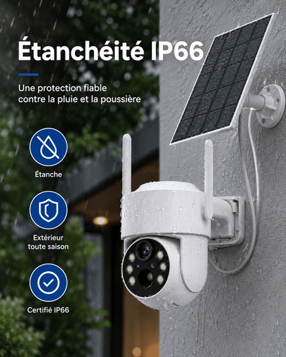 Étanchéité IP66 de la caméra SENTINELLE™ Cam Solaire, résistante aux intempéries pour usage extérieur