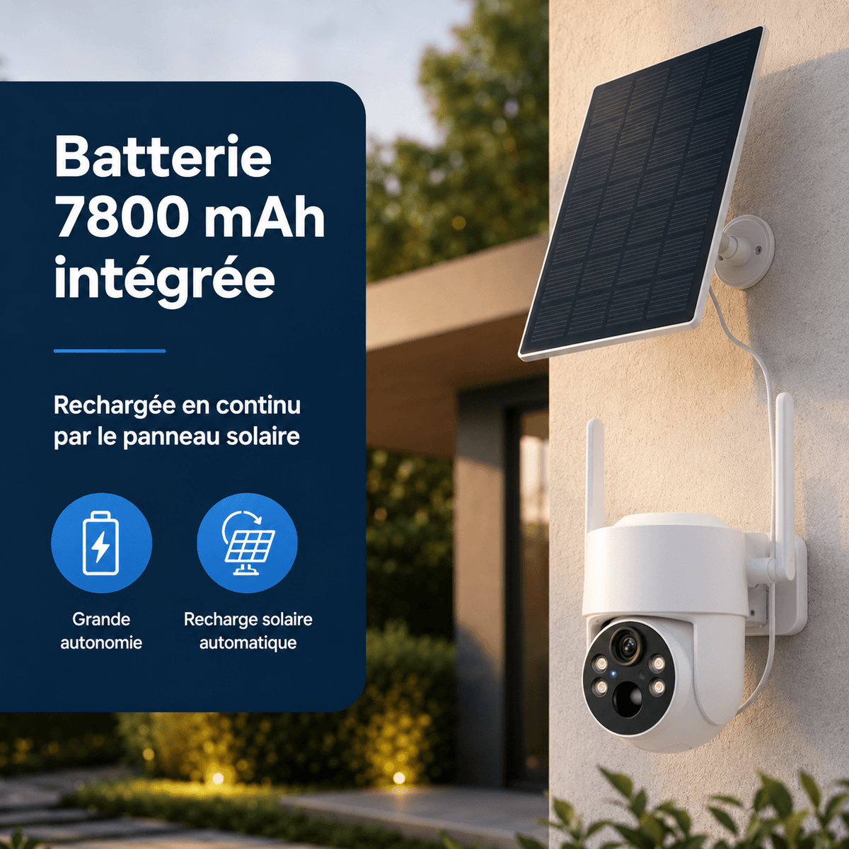 Batterie 7800 mAh et panneau solaire de la caméra SENTINELLE™ Cam Solaire pour une autonomie de 180 jours