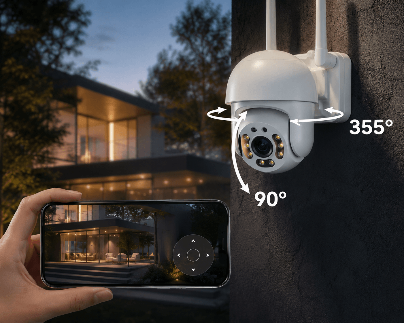 Caméra Surveillance Extérieure PTZ WiFi 4MP — Vision Nocturne Couleur