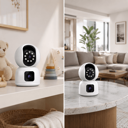 Caméra Bébé & Surveillance Intérieure 4K — Double Objectif | Suivi IA | Vision Nocturne Couleur