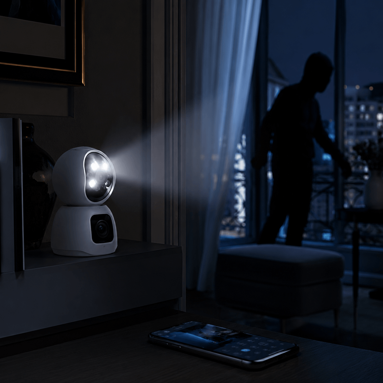 Caméra Bébé & Surveillance Intérieure 4K — Double Objectif | Suivi IA | Vision Nocturne Couleur