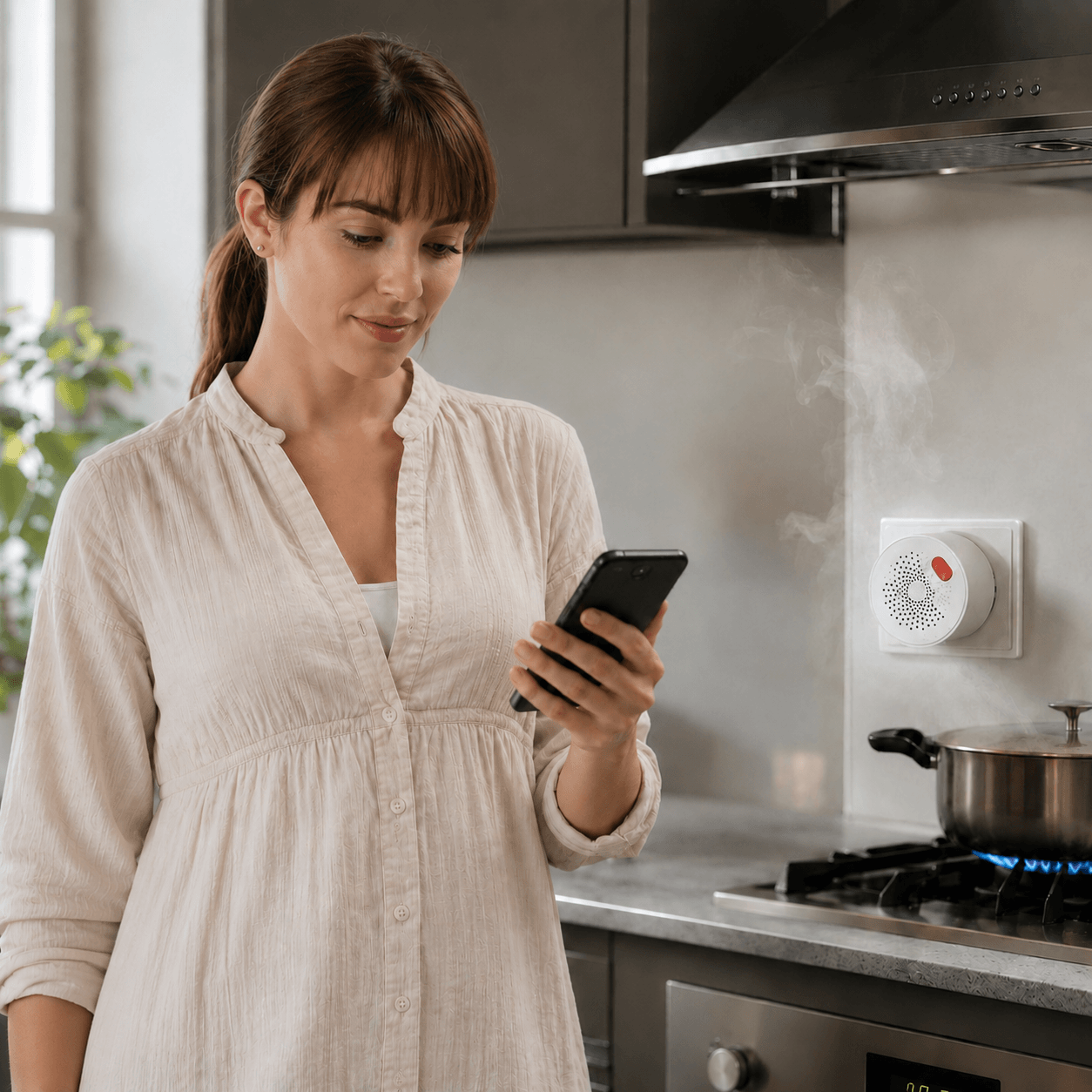 Détecteur de Gaz Connecté WiFi — Alarme Fuite Gaz Naturel & GPL